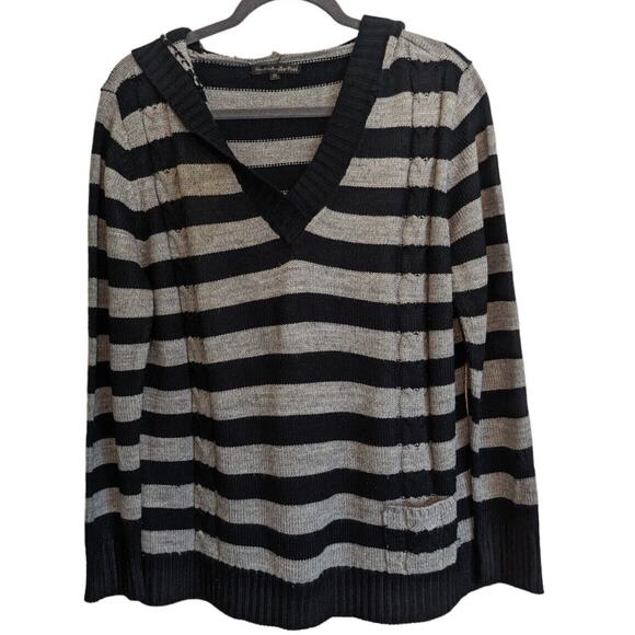 Pierri New York Black Sweater Womens 2X Black and Gray with hood - Picture 1 of 6